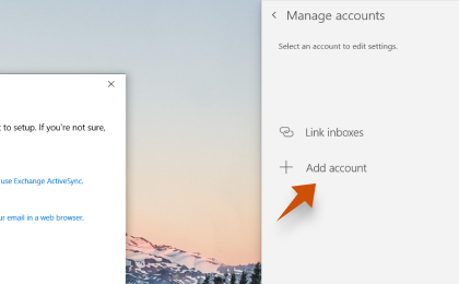 Step 3: Step 3: To configure Office365 on Windows Mail, Click on + Add account
