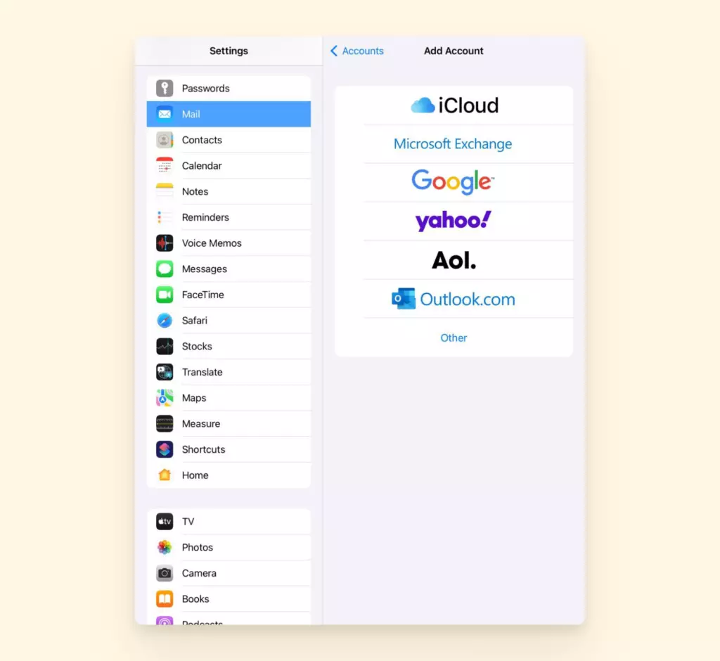 How to add an email account on an iPad