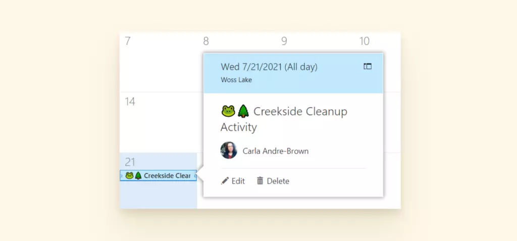 Outlook Calendar Screenshot