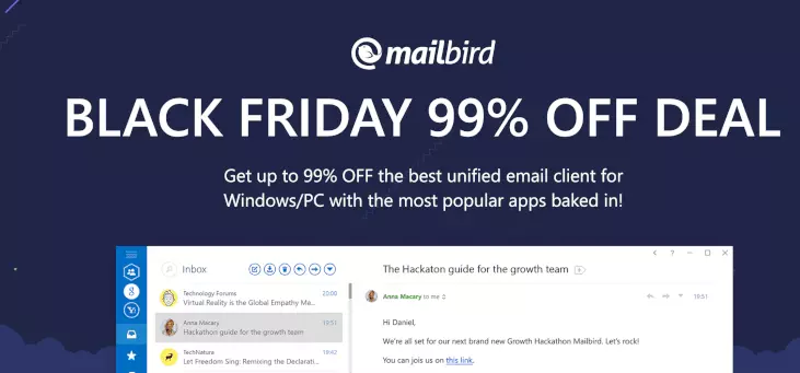 Mailbird's crazy Black Friday and Cyber Monday Deal