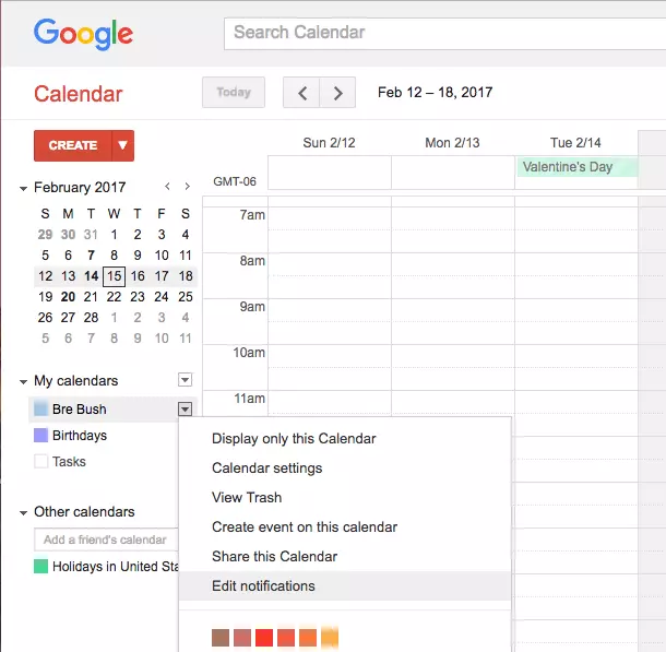 Change calendar notification settings