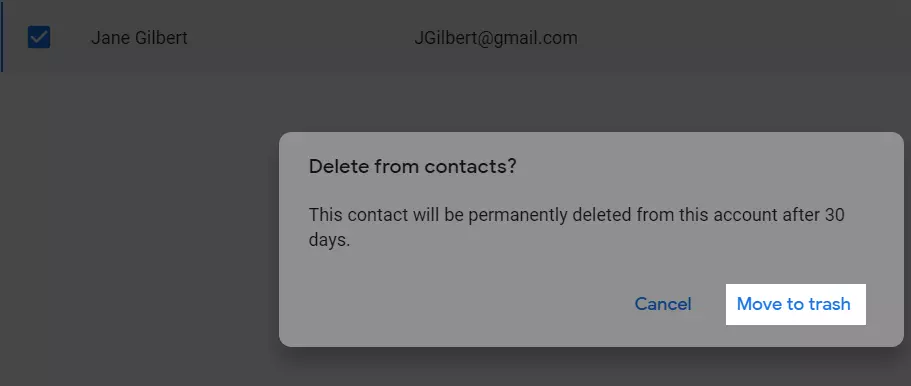 Three dots for contact deletion menu