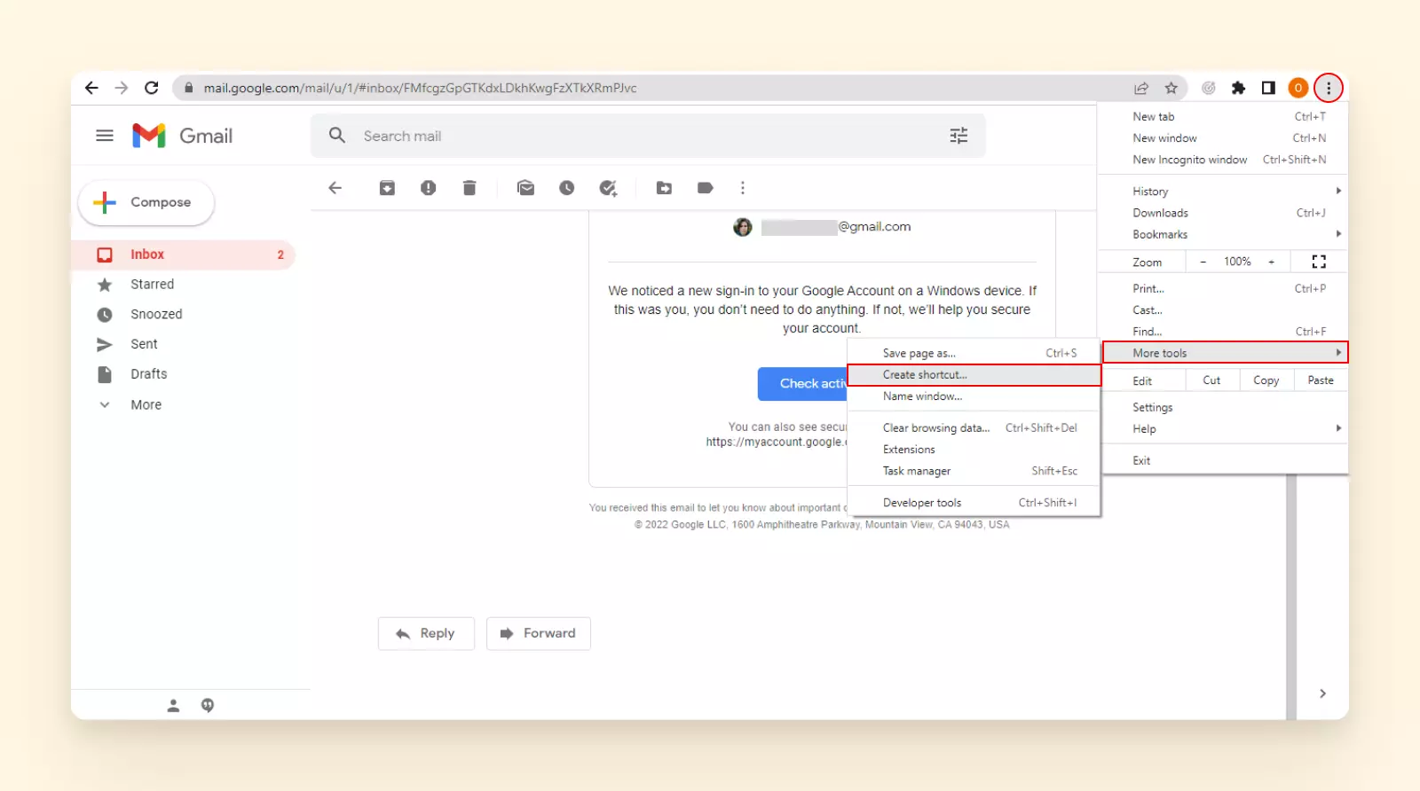 Create Gmail Shortcut