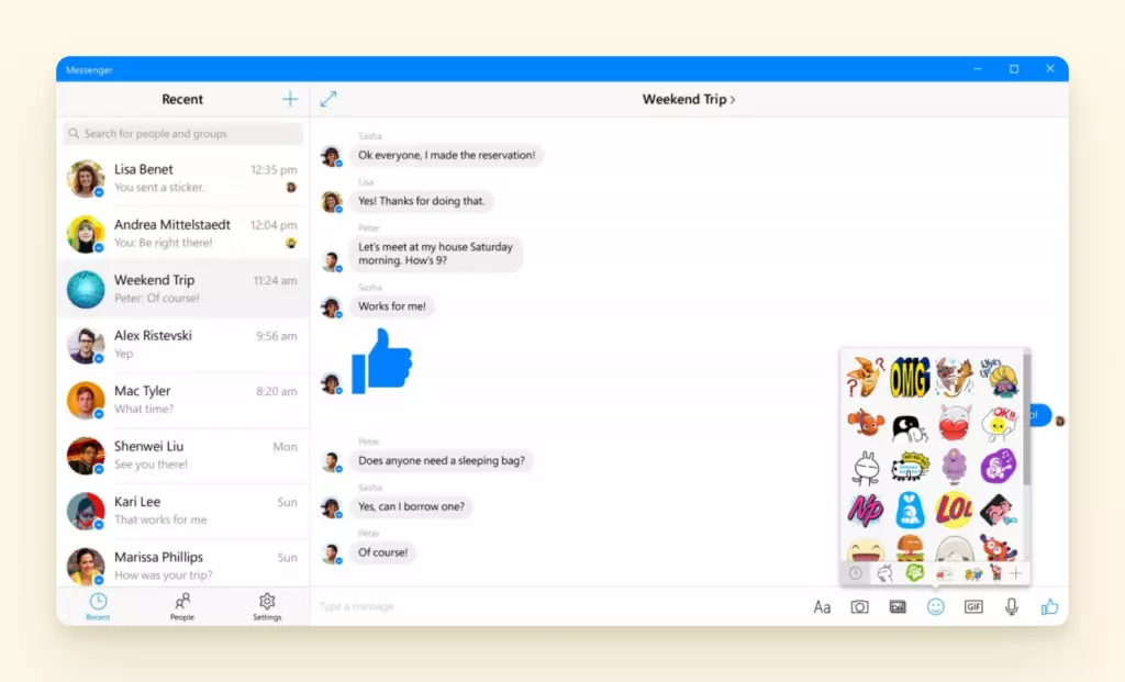 Messenger app for Windows desktop