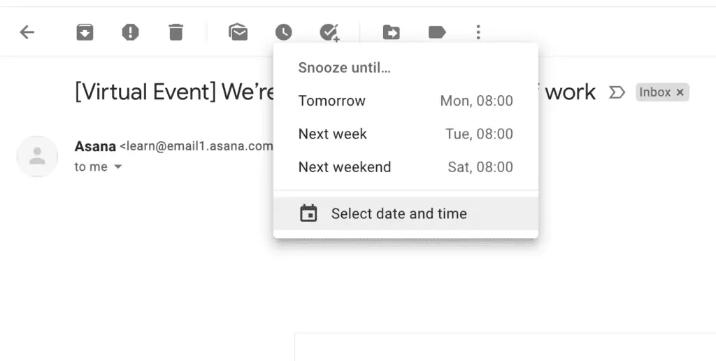 Snoozing Gmail messages