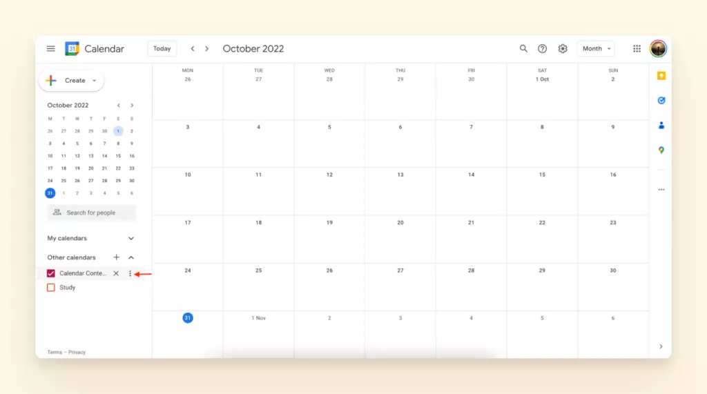 Google Calendar month view in Chrome