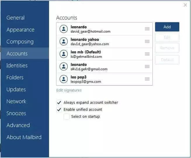 Adding multiple accounts to your email client