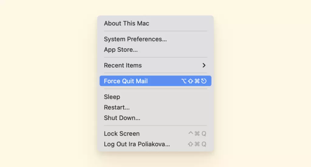 How to force quite Mac Mail