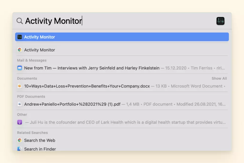 How to open the activity monitor