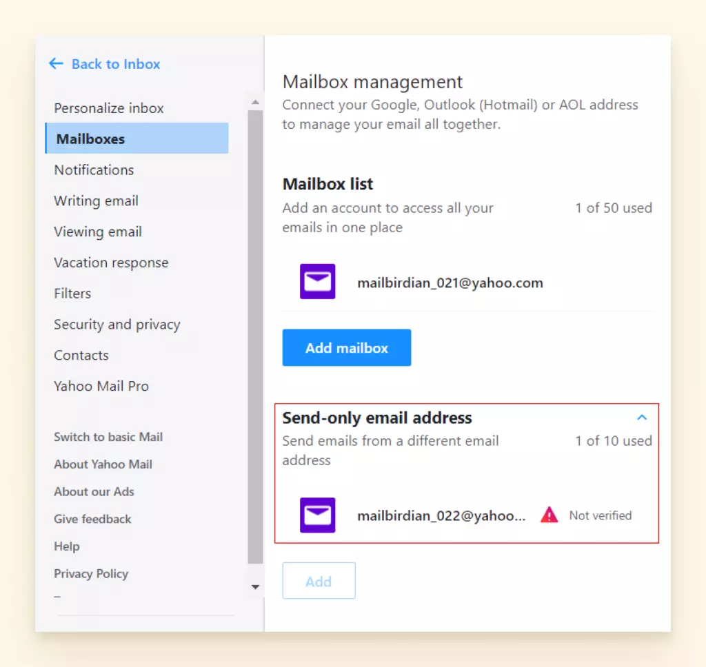 Screenshot showing how to change the reply-to address for yahoo 