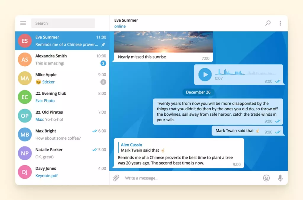 Telegram desktop version for Windows